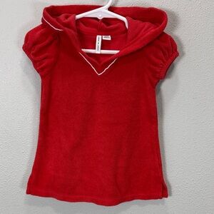 Janie and Jack Vibrant Red Hooded terry swim coverup